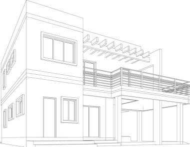 Mimari sanat konseptinde soyut çizgiler, minimum geometrik şekiller. 