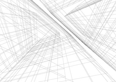 Mimari sanat konseptinde soyut çizgiler, minimum geometrik şekiller. 