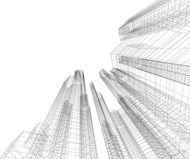 Mimari sanat konseptinde soyut çizgiler, minimum geometrik şekiller. 