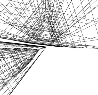 Mimari sanat konseptinde soyut çizgiler, minimum geometrik şekiller. 