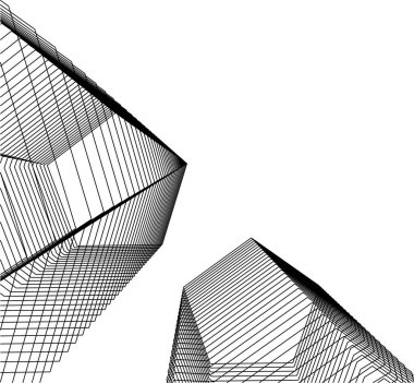 Mimari sanat konseptinde soyut çizgiler, minimum geometrik şekiller. 