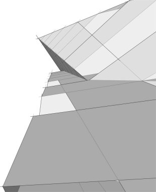 Mimari sanat konseptinde soyut çizgiler, minimum geometrik şekiller. 