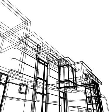Mimari sanat konseptinde soyut çizgiler, minimum geometrik şekiller. 