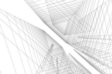 Mimari sanat konseptinde soyut çizgiler, minimum geometrik şekiller. 