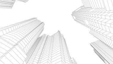 Mimari sanat konseptinde soyut çizgiler, minimum geometrik şekiller. 