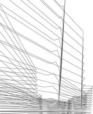 Mimari sanat konseptinde soyut çizgiler, minimum geometrik şekiller. 