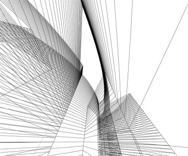 Mimari sanat konseptinde soyut çizgiler, minimum geometrik şekiller.