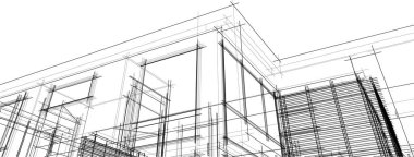 Mimari sanat konseptinde soyut çizgiler, minimum geometrik şekiller. 