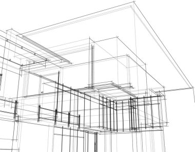 Mimari sanat konseptinde soyut çizgiler, minimum geometrik şekiller.