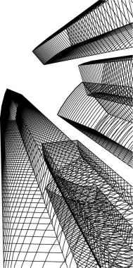 Mimari sanat konseptinde soyut çizgiler, minimum geometrik şekiller. 