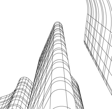 Mimari sanat konseptinde soyut çizgiler, minimum geometrik şekiller. 