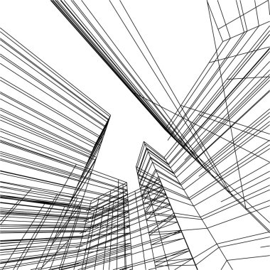 Mimari sanat konseptinde soyut çizgiler, minimum geometrik şekiller. 