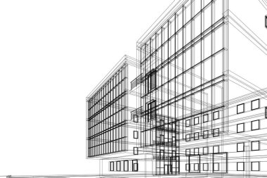 Mimari sanat konseptinde soyut çizgiler, minimum geometrik şekiller.