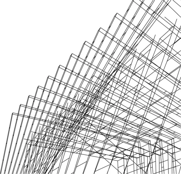 Abstrakta Teckningslinjer Arkitektonisk Konst Koncept Minimala Geometriska Former — Stock vektor