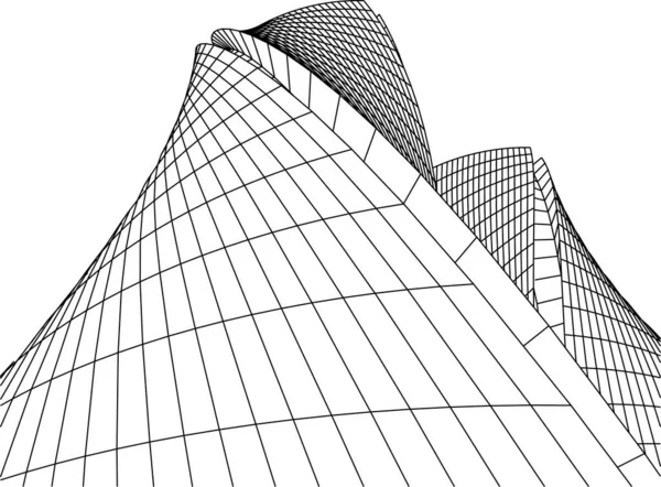 Linhas Abstratas Desenho Conceito Arte Arquitetônica Formas Geométricas Mínimas — Vetor de Stock