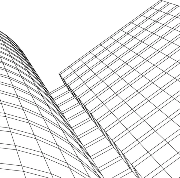 Líneas Abstractas Dibujo Concepto Arte Arquitectónico Formas Geométricas Mínimas — Vector de stock