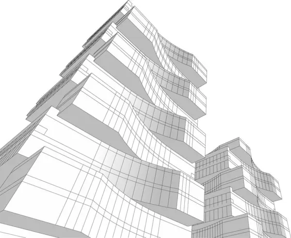 Abstrakte Zeichnungslinien Architektonischen Kunstkonzept Minimale Geometrische Formen — Stockvektor