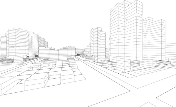 Abstrakte Zeichnungslinien Architektonischen Kunstkonzept Minimale Geometrische Formen — Stockvektor