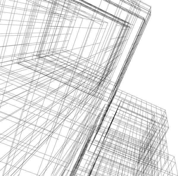 Linhas Abstratas Desenho Conceito Arte Arquitetônica Formas Geométricas Mínimas — Vetor de Stock