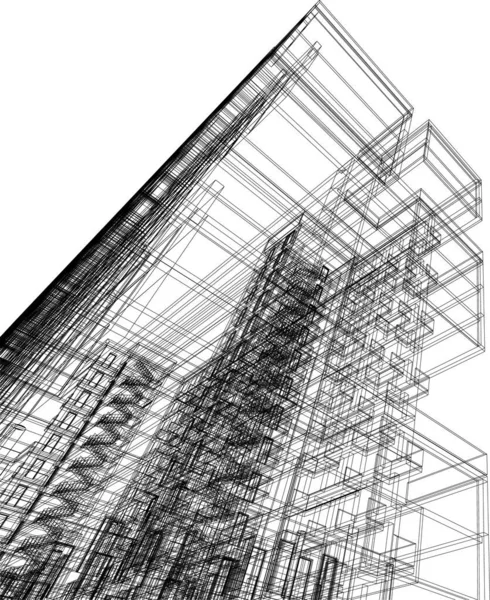 Linee Disegno Astratte Nel Concetto Arte Architettonica Forme Geometriche Minime — Vettoriale Stock