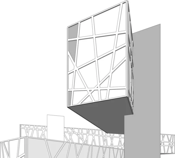 Linhas Abstratas Desenho Conceito Arte Arquitetônica Formas Geométricas Mínimas — Vetor de Stock