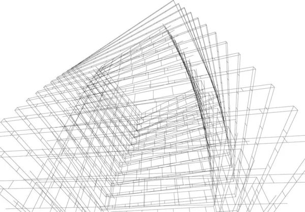 Líneas Abstractas Dibujo Concepto Arte Arquitectónico Formas Geométricas Mínimas — Archivo Imágenes Vectoriales