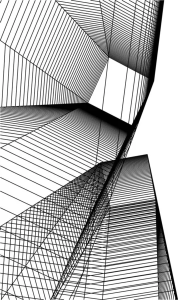 Líneas Abstractas Dibujo Concepto Arte Arquitectónico Formas Geométricas Mínimas — Vector de stock