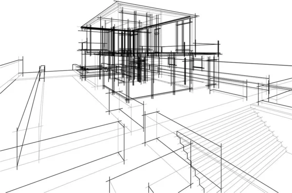 Líneas Abstractas Dibujo Concepto Arte Arquitectónico Formas Geométricas Mínimas — Archivo Imágenes Vectoriales