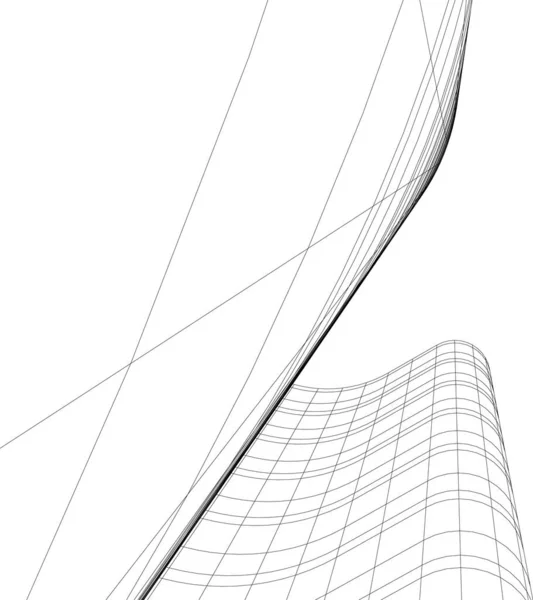 Líneas Abstractas Dibujo Concepto Arte Arquitectónico Formas Geométricas Mínimas — Vector de stock