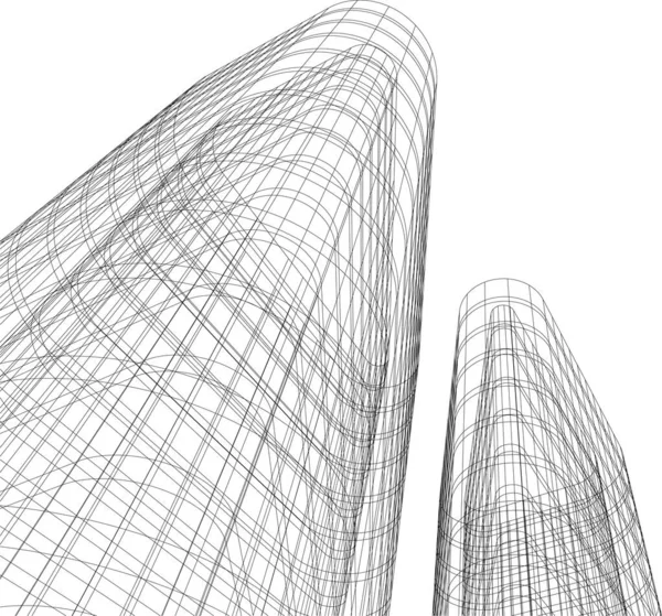 Linhas Abstratas Desenho Conceito Arte Arquitetônica Formas Geométricas Mínimas — Vetor de Stock