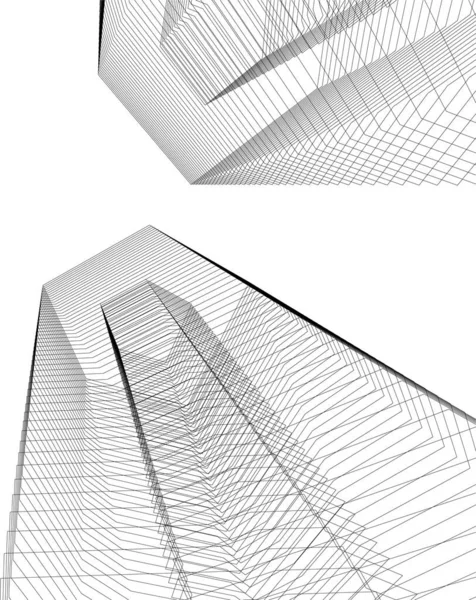 Elvont Rajzvonalak Építészeti Képzőművészetben Minimális Geometriai Formák — Stock Vector