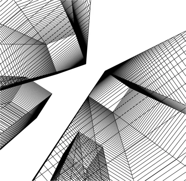 Abstraktní Kreslicí Čáry Architektonickém Pojetí Minimální Geometrické Tvary — Stockový vektor