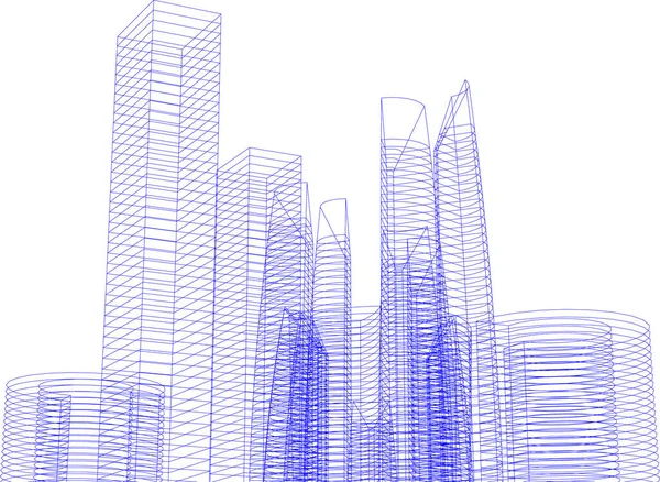 Linhas Abstratas Desenho Conceito Arte Arquitetônica Formas Geométricas Mínimas — Vetor de Stock