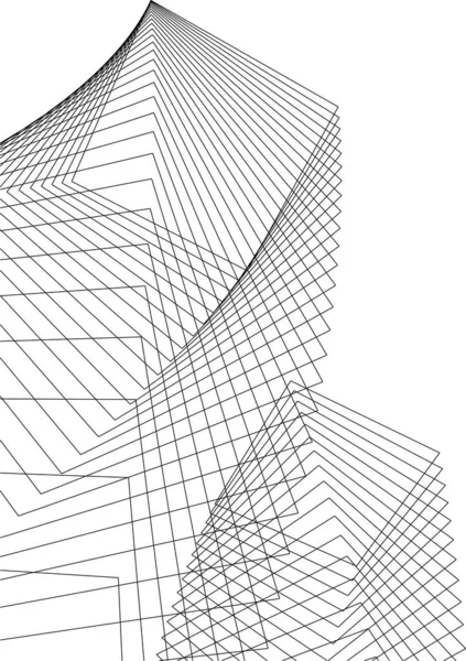 Abstracte Tekenlijnen Architectonisch Kunstconcept Minimale Geometrische Vormen — Stockvector