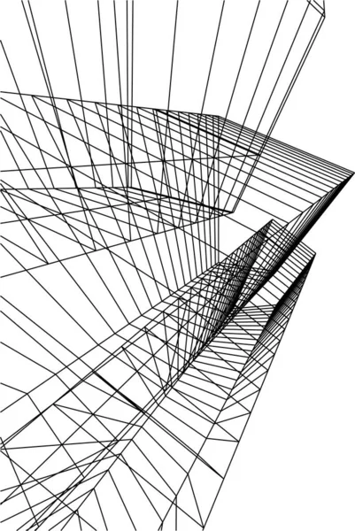 Lignes Dessin Abstraites Dans Concept Art Architectural Formes Géométriques Minimales — Image vectorielle