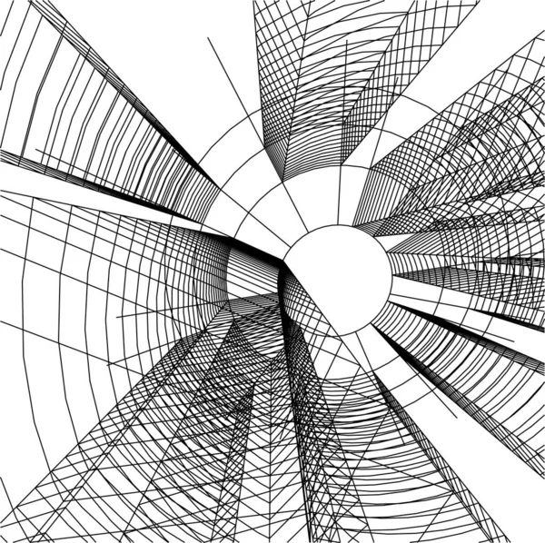 Elvont Rajzvonalak Építészeti Képzőművészetben Minimális Geometriai Formák — Stock Vector