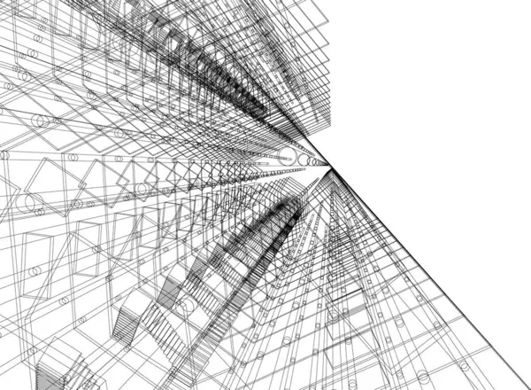 Abstraktní Kreslicí Čáry Architektonickém Pojetí Minimální Geometrické Tvary — Stockový vektor