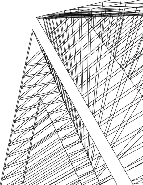 Líneas Abstractas Dibujo Concepto Arte Arquitectónico Formas Geométricas Mínimas — Vector de stock