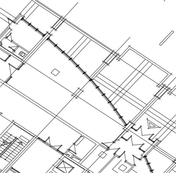 Abstrakta Teckningslinjer Arkitektonisk Konst Koncept Minimala Geometriska Former — Stock vektor