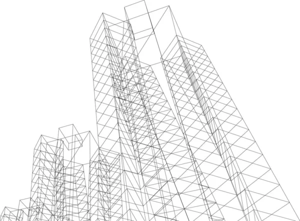 Lignes Dessin Abstraites Dans Concept Art Architectural Formes Géométriques Minimales — Image vectorielle