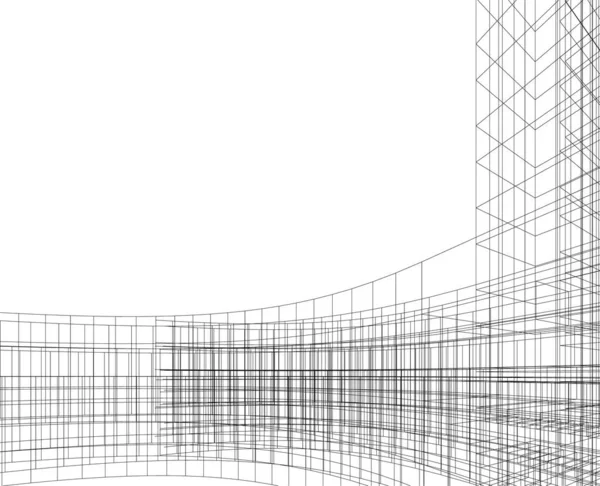 Líneas Abstractas Dibujo Concepto Arte Arquitectónico Formas Geométricas Mínimas — Vector de stock