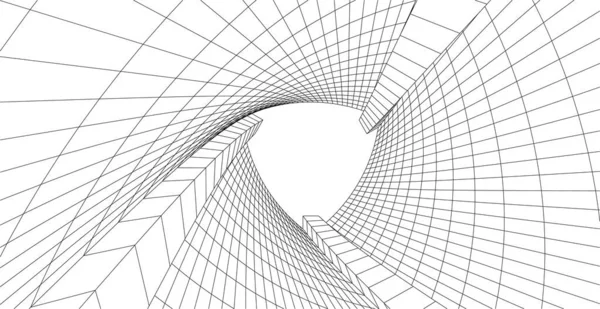 Líneas Abstractas Dibujo Concepto Arte Arquitectónico Formas Geométricas Mínimas — Archivo Imágenes Vectoriales