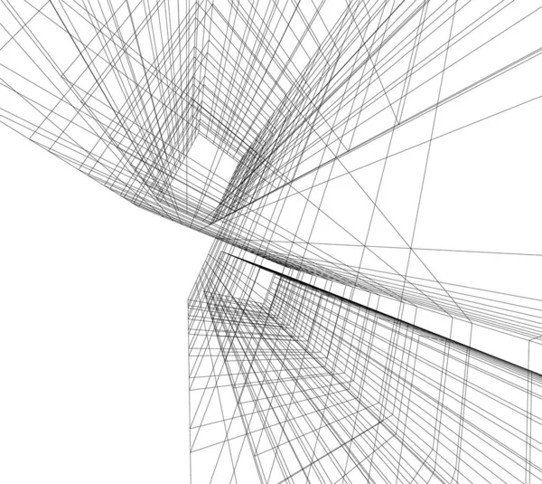 Abstraktní Kreslicí Čáry Architektonickém Pojetí Minimální Geometrické Tvary — Stockový vektor