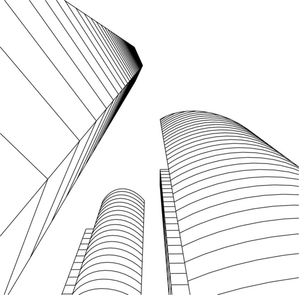 Linhas Abstratas Desenho Conceito Arte Arquitetônica Formas Geométricas Mínimas — Vetor de Stock