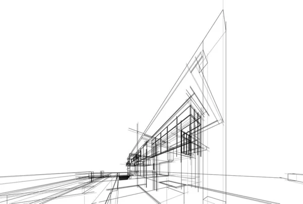 Líneas Abstractas Dibujo Concepto Arte Arquitectónico Formas Geométricas Mínimas — Archivo Imágenes Vectoriales