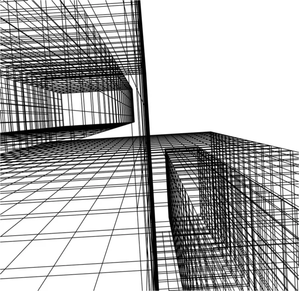 Abstrakte Zeichnungslinien Architektonischen Kunstkonzept Minimale Geometrische Formen — Stockvektor