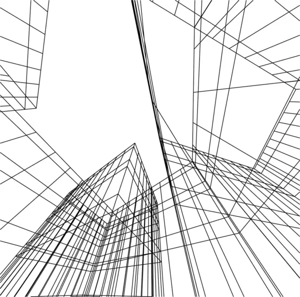 Linhas Abstratas Desenho Conceito Arte Arquitetônica Formas Geométricas Mínimas —  Vetores de Stock