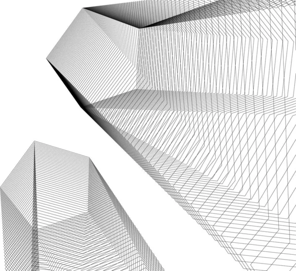 Lignes Dessin Abstraites Dans Concept Art Architectural Formes Géométriques Minimales — Image vectorielle