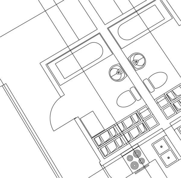 Líneas Abstractas Dibujo Concepto Arte Arquitectónico Formas Geométricas Mínimas — Vector de stock