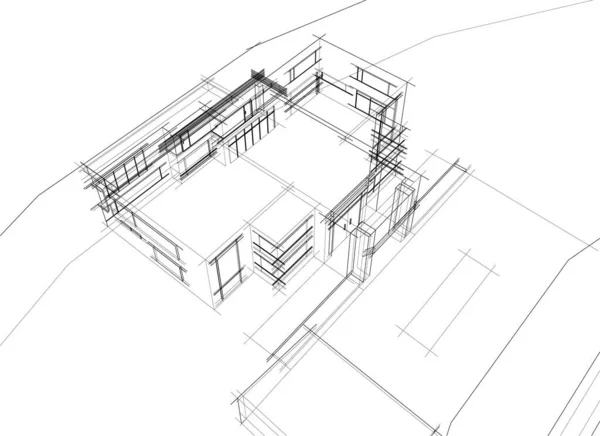 建築芸術の概念における抽象的な線や最小限の幾何学的形状 — ストックベクタ